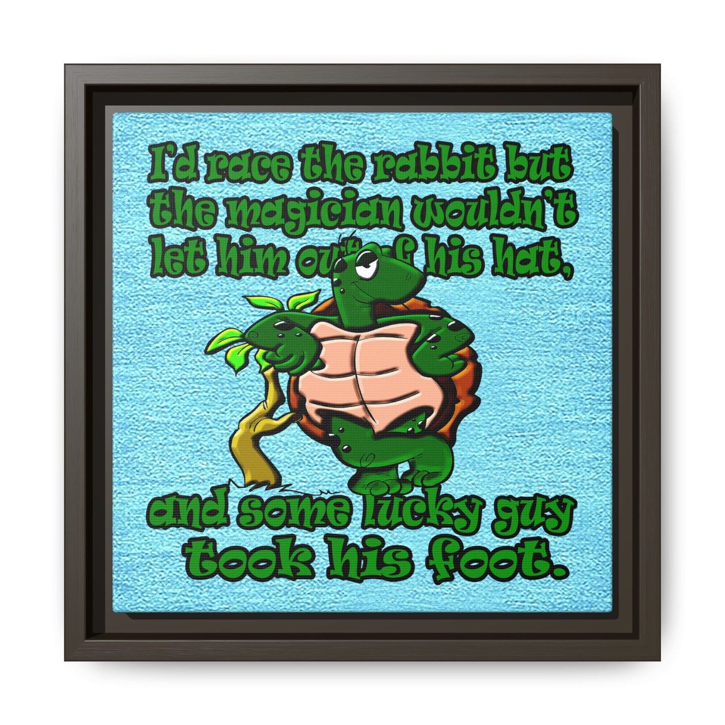 turtle race - framed canvas art (faded blue)