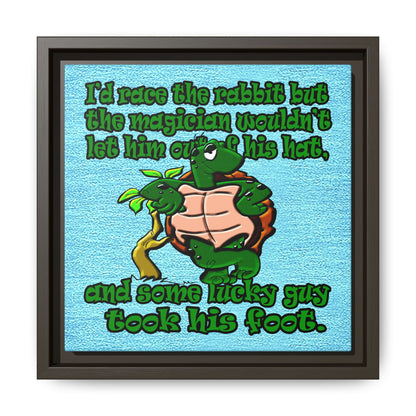 turtle race - framed canvas art (faded blue)