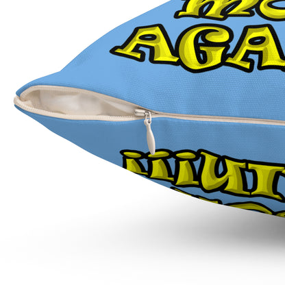 shoot the moon again - Spun Polyester Square Pillow - (light blue)