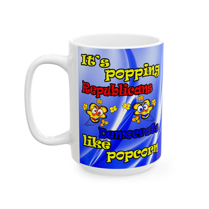 popping like popcorn - White Mug (blue-white wave)
