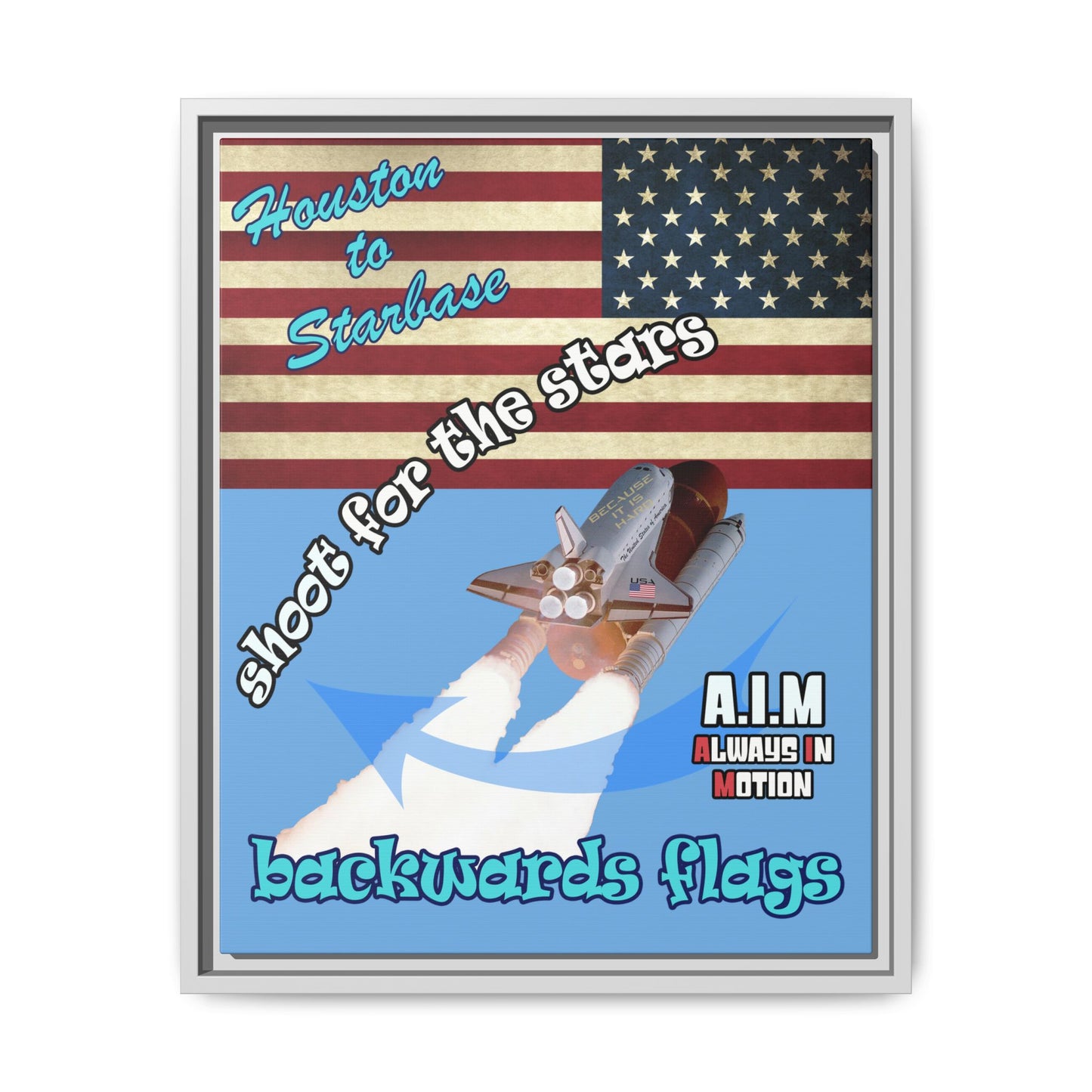 shoot for the stars - framed canvas art (light blue)