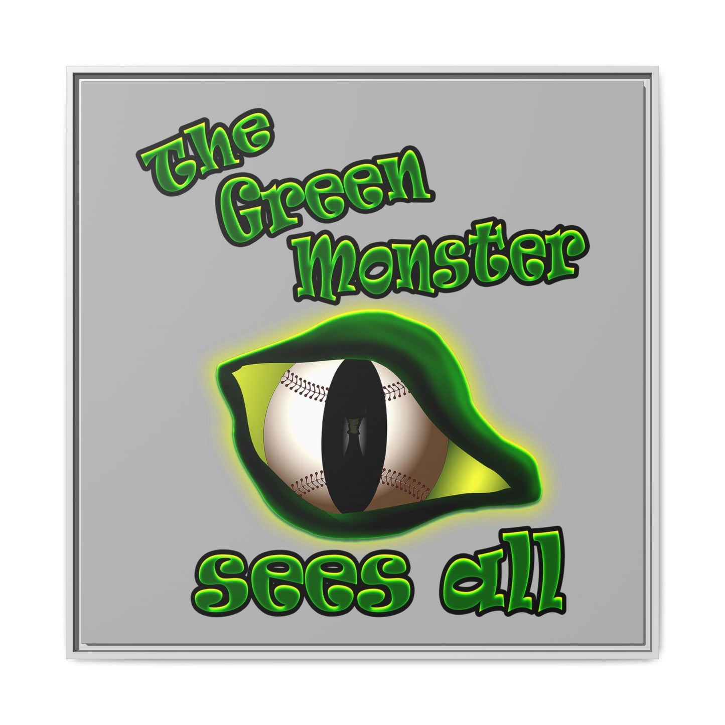 green monster - framed canvas art (light grey)