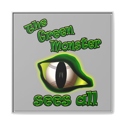green monster - framed canvas art (light grey)