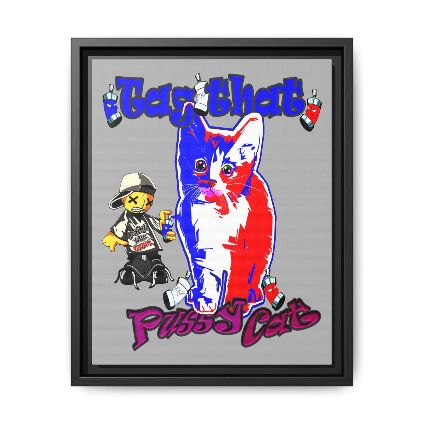 tag that - framed canvas art (light grey)