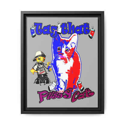 tag that - framed canvas art (light grey)