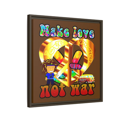 love peace - framed canvas art (brown)