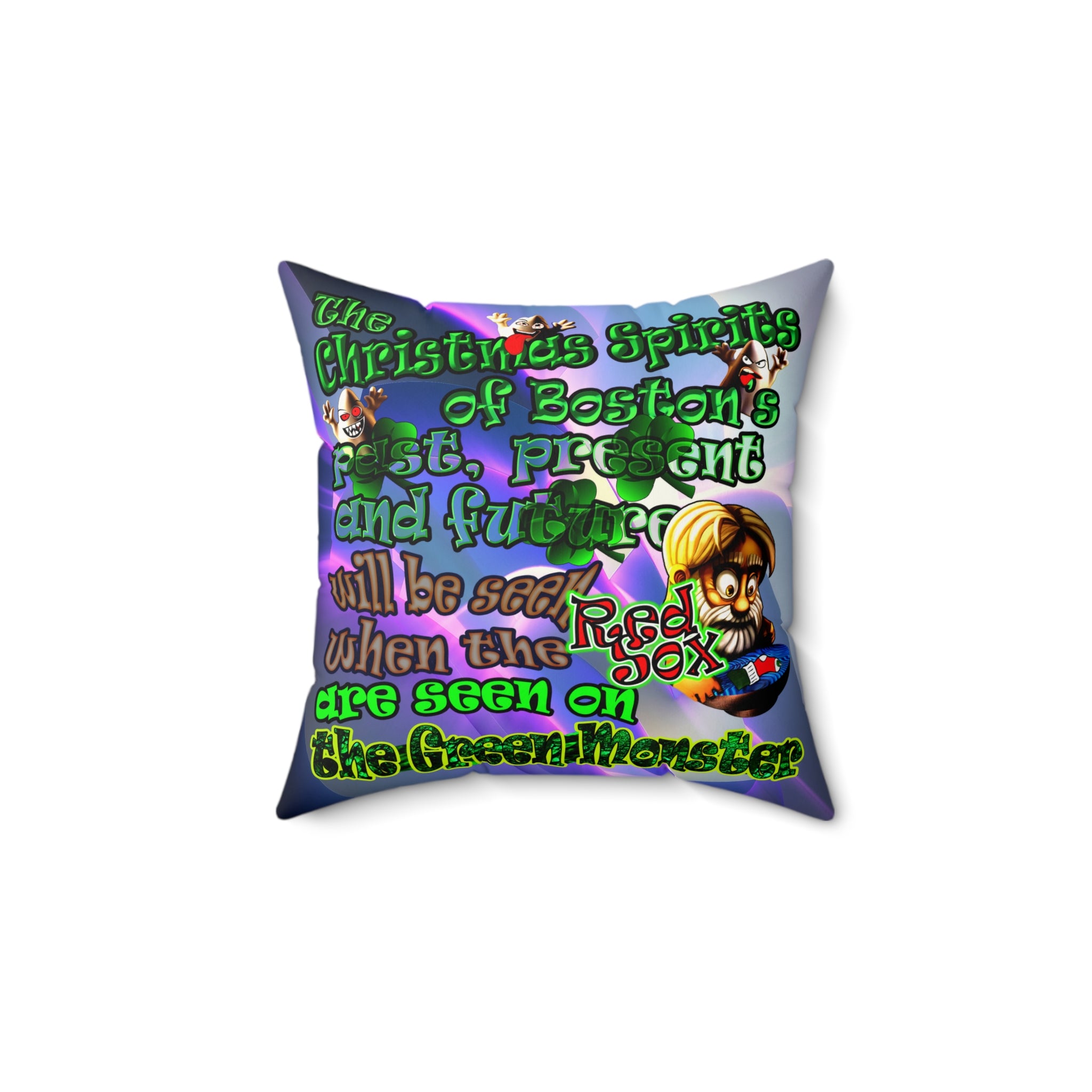 christmas spirits of boston - Faux Suede Square Pillow - (grey-pink wave)
