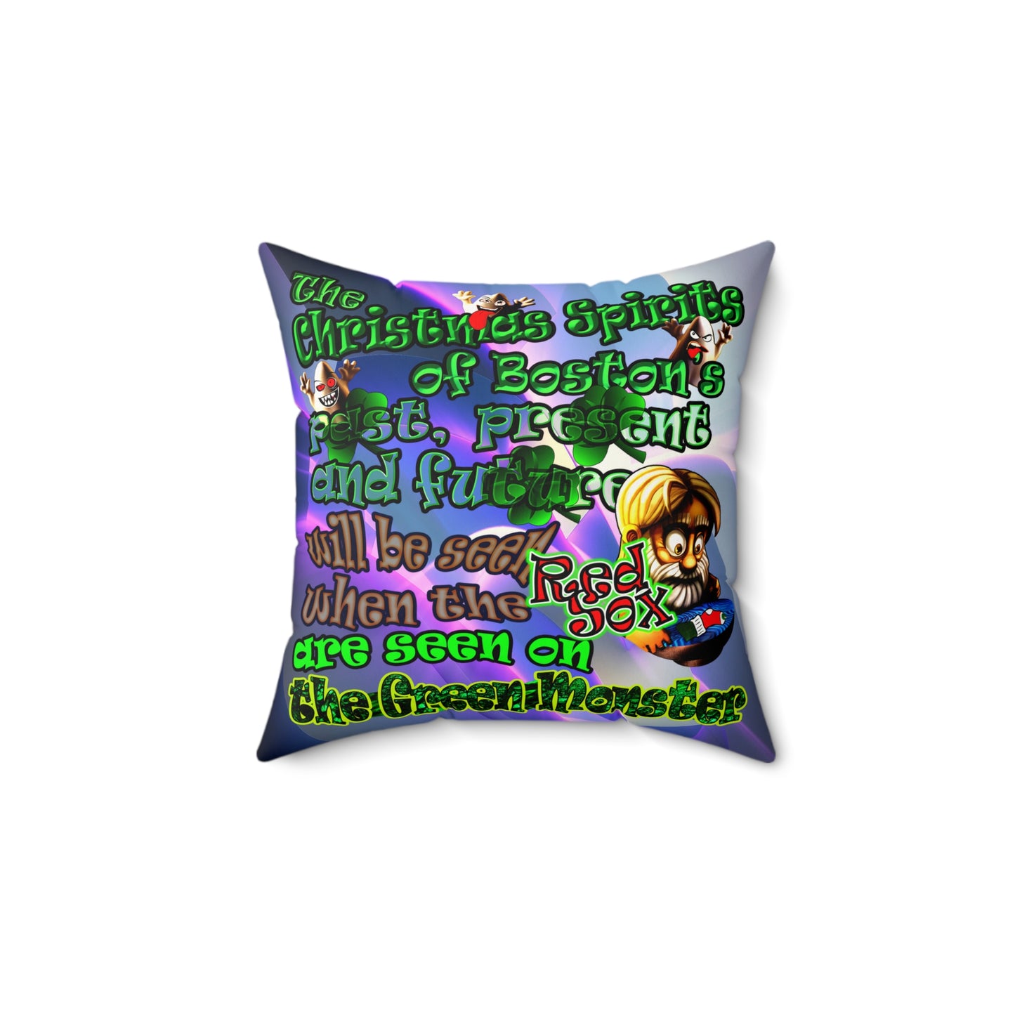 christmas spirits of boston - Faux Suede Square Pillow - (grey-pink wave)