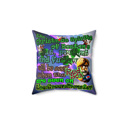 christmas spirits of boston - Faux Suede Square Pillow - (grey-pink wave)
