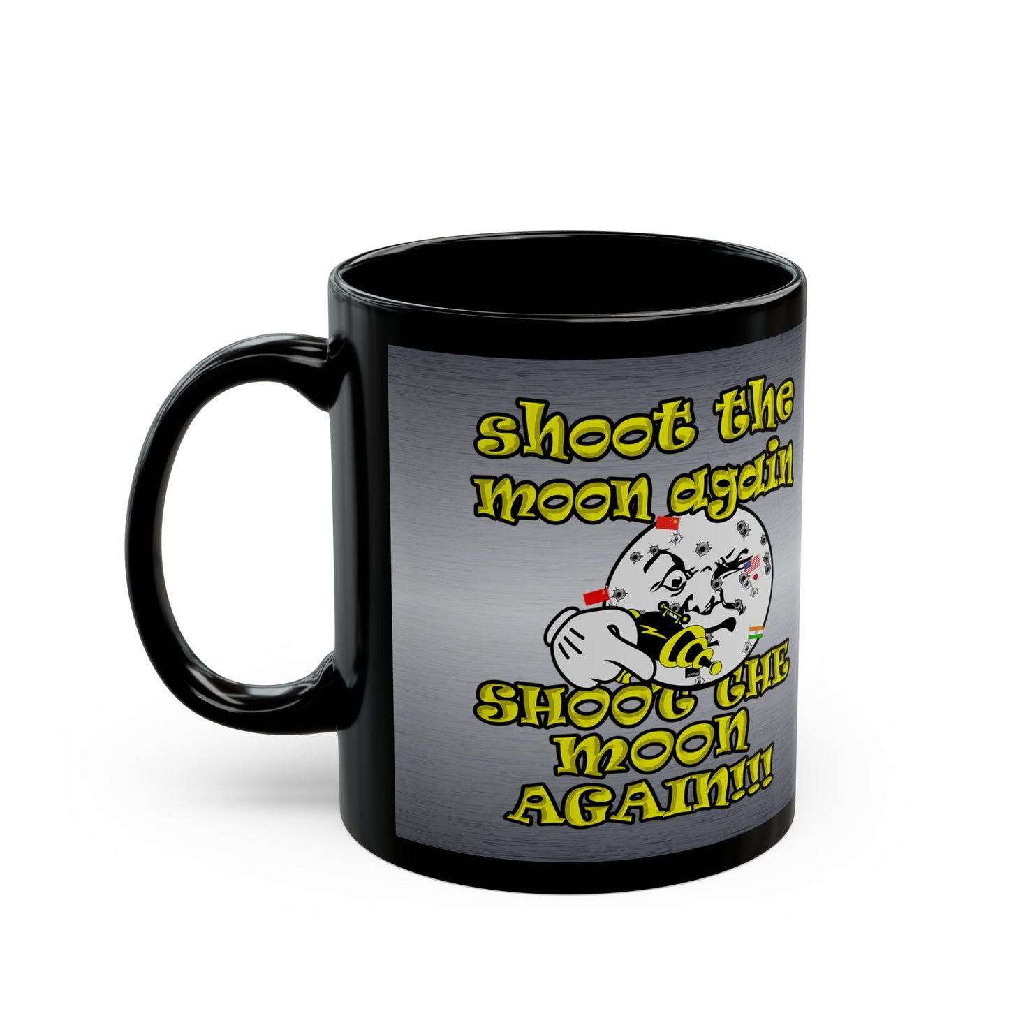 shoot the moon again - Black Mug (brushed nickel)