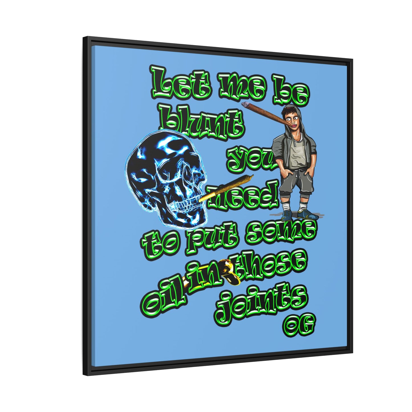 og - framed canvas art (light blue)