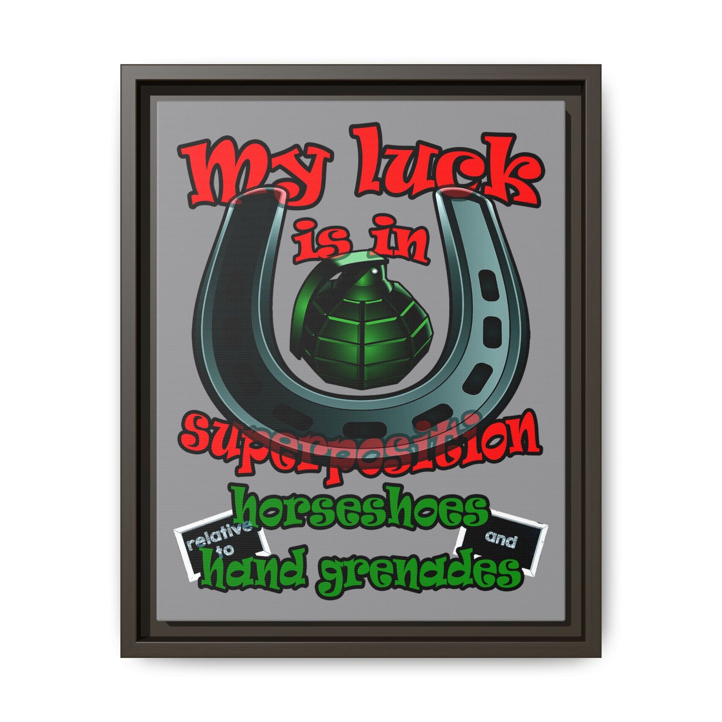 my luck - framed canvas art (grey)
