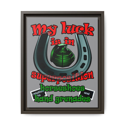 my luck - framed canvas art (grey)