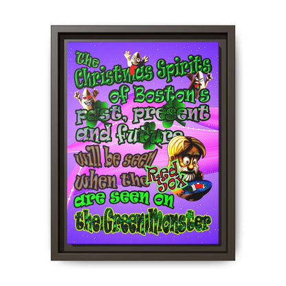 christmas spirits of boston - framed canvas art (purple-pink wave)
