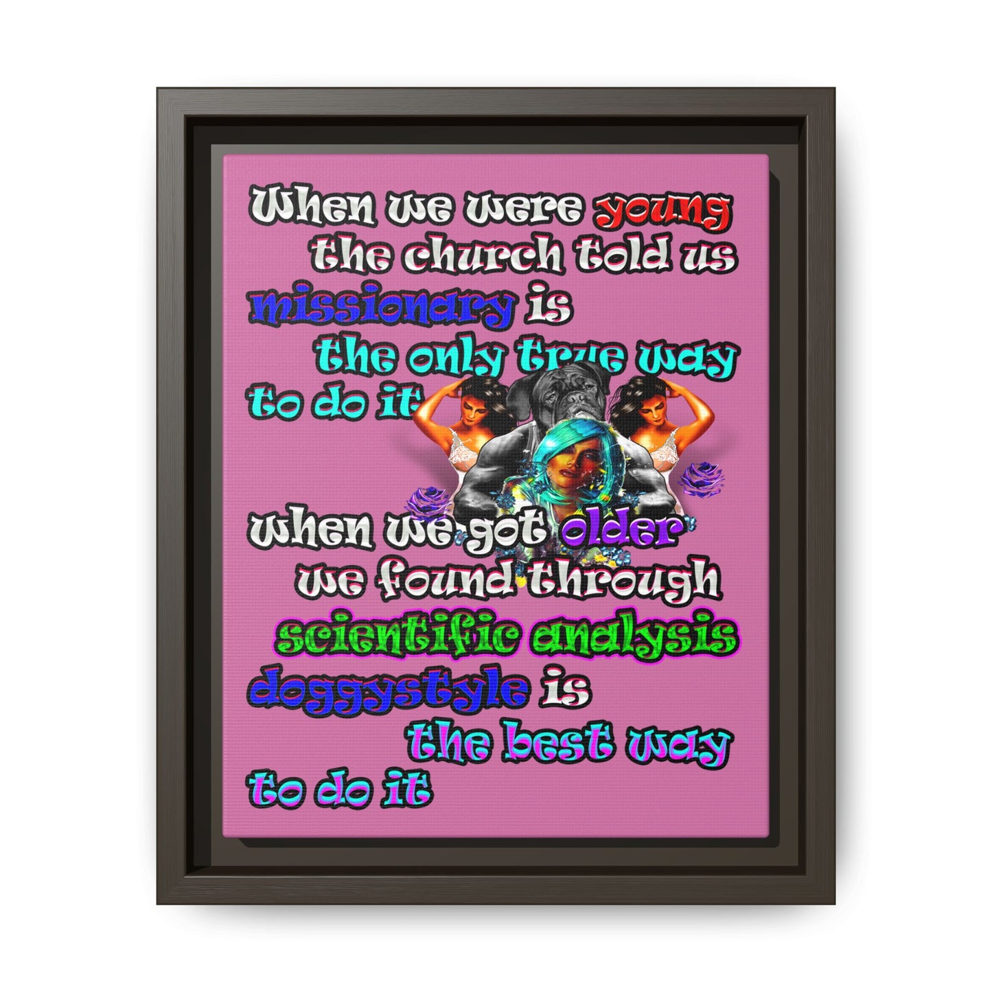 doggystyle - framed canvas art (light pink)
