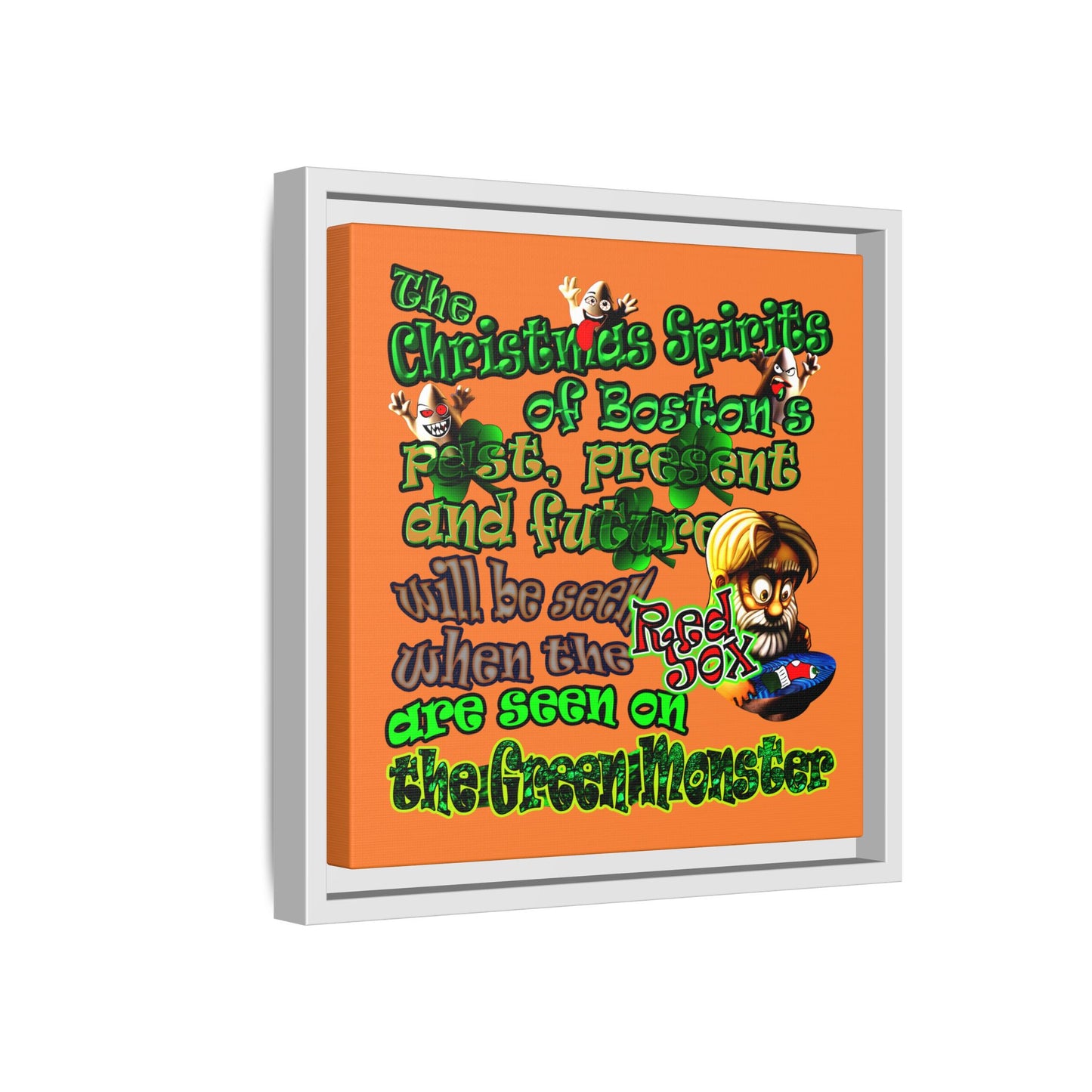christmas spirits of boston - framed canvas art (crusta)