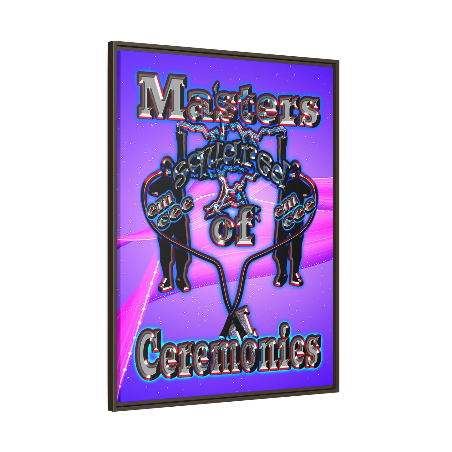 em cee squared - framed canvas art (purple-pink wave)
