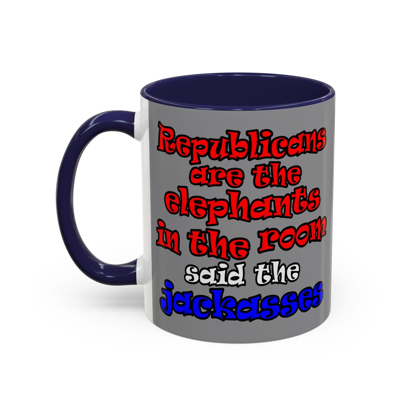 donkeys and elephants - Accent Mug (grey)