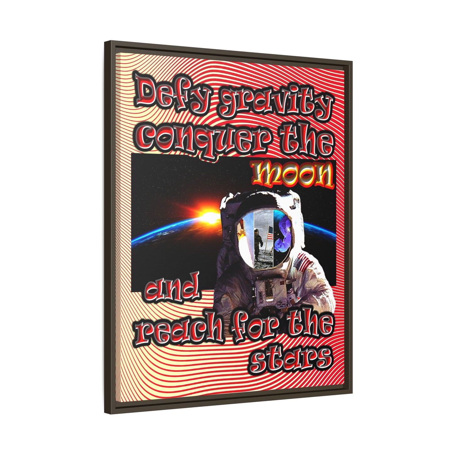 defy conquer reach - framed canvas art (yellow-orange wave)