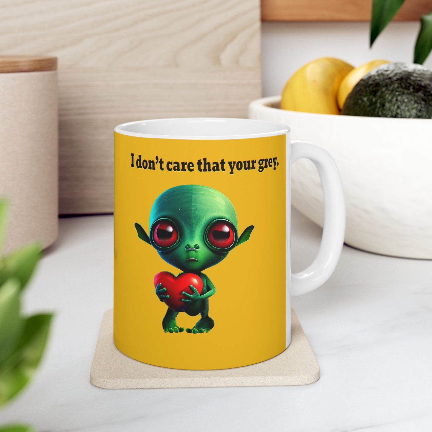 I don't care that your grey - White Mug (yellow)