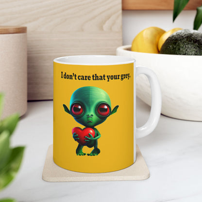 I don't care that your grey - White Mug (yellow)