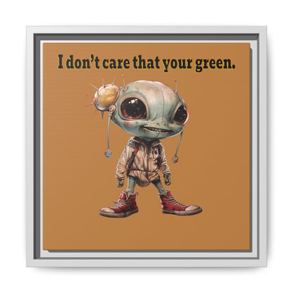 I don't care that your green - framed canvas art (light brown)