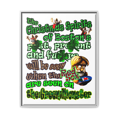 christmas spirits of boston - framed canvas art (white)