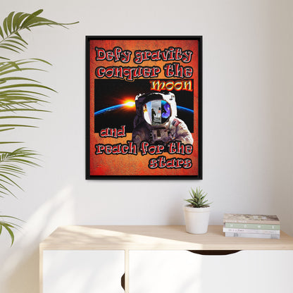 defy conquer reach - framed canvas art (burnt orange)