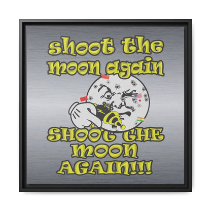 shoot the moon again - framed canvas art (brushed nickel)