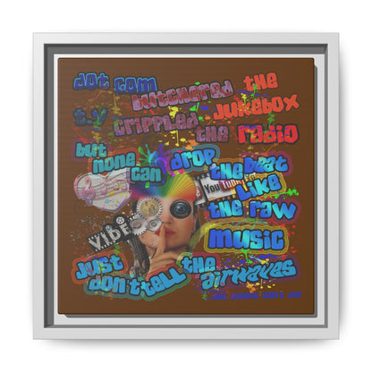 drop the beat - framed canvas art (brown)