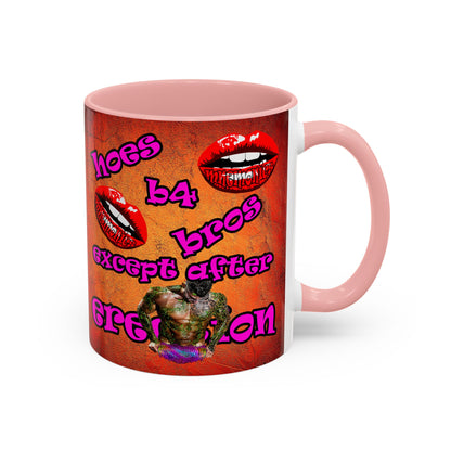 hoes b4 bros - Accent Mug (burnt orange)