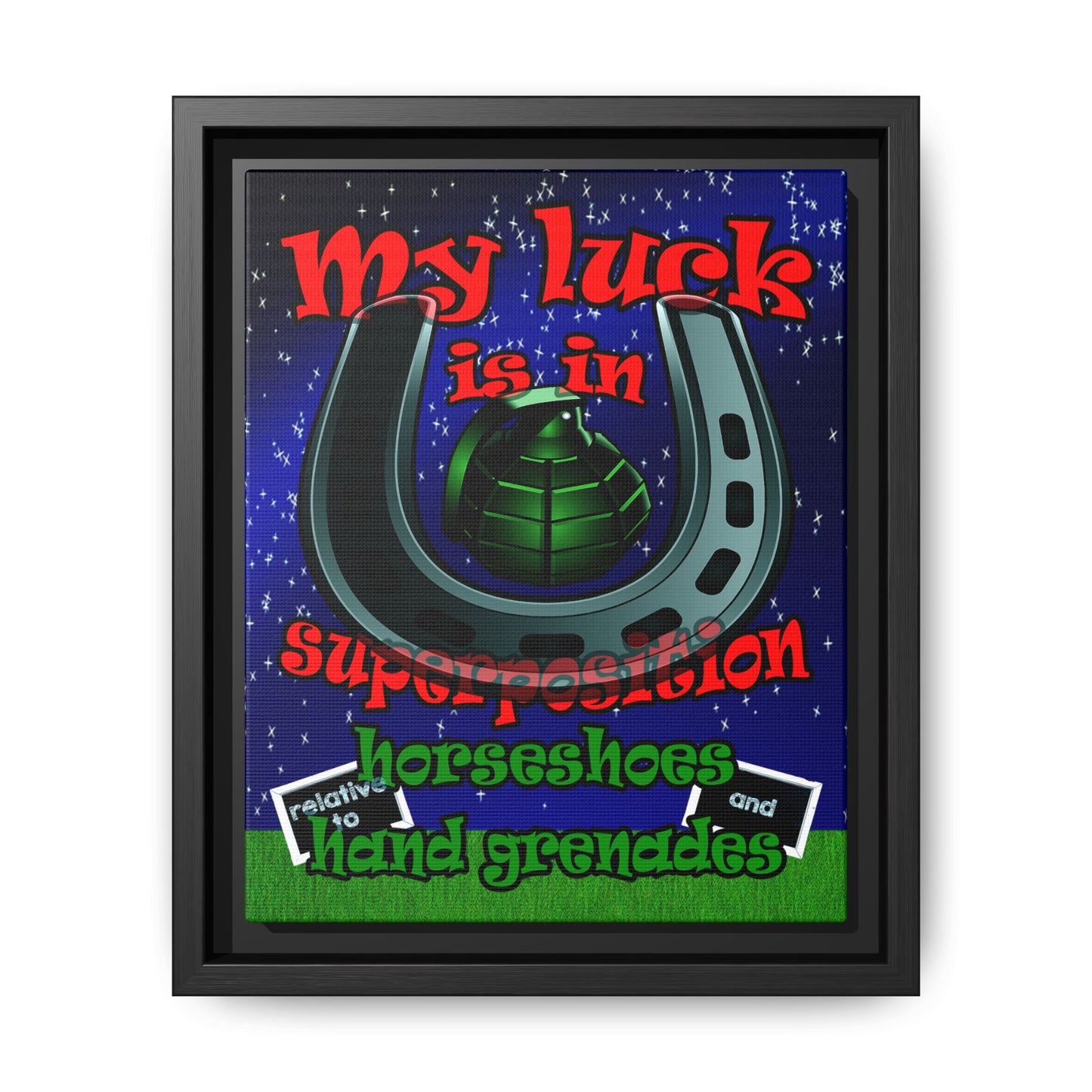 my luck - framed canvas art ('snoops' background)