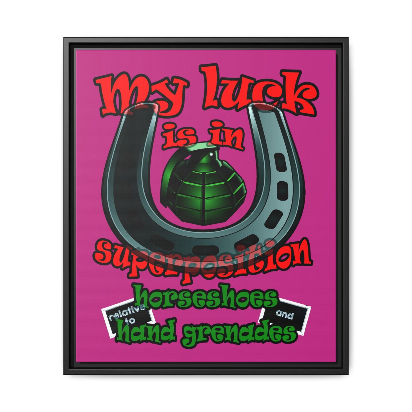 my luck - framed canvas art (pink)