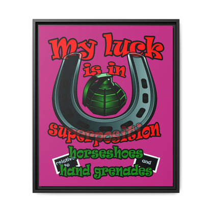 my luck - framed canvas art (pink)