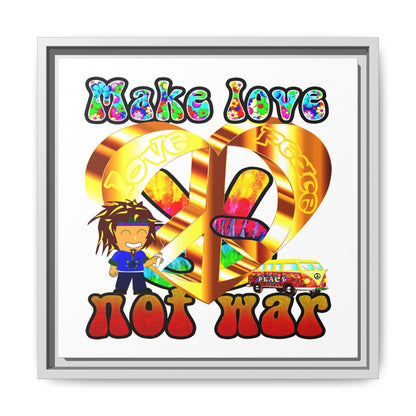 love peace - framed canvas art (white)
