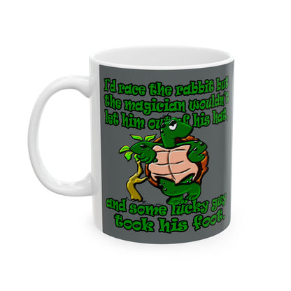 turtle race - White Mug (dark grey)