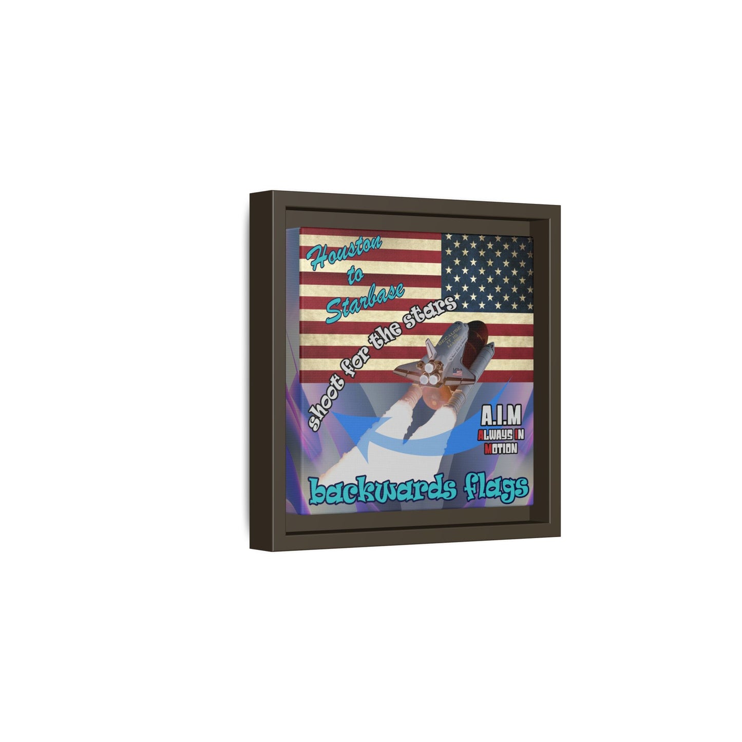 shoot for the stars - framed canvas art (grey-pink wave)