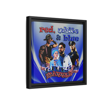 rw&b lives matter - framed canvas art (blue-white wave)
