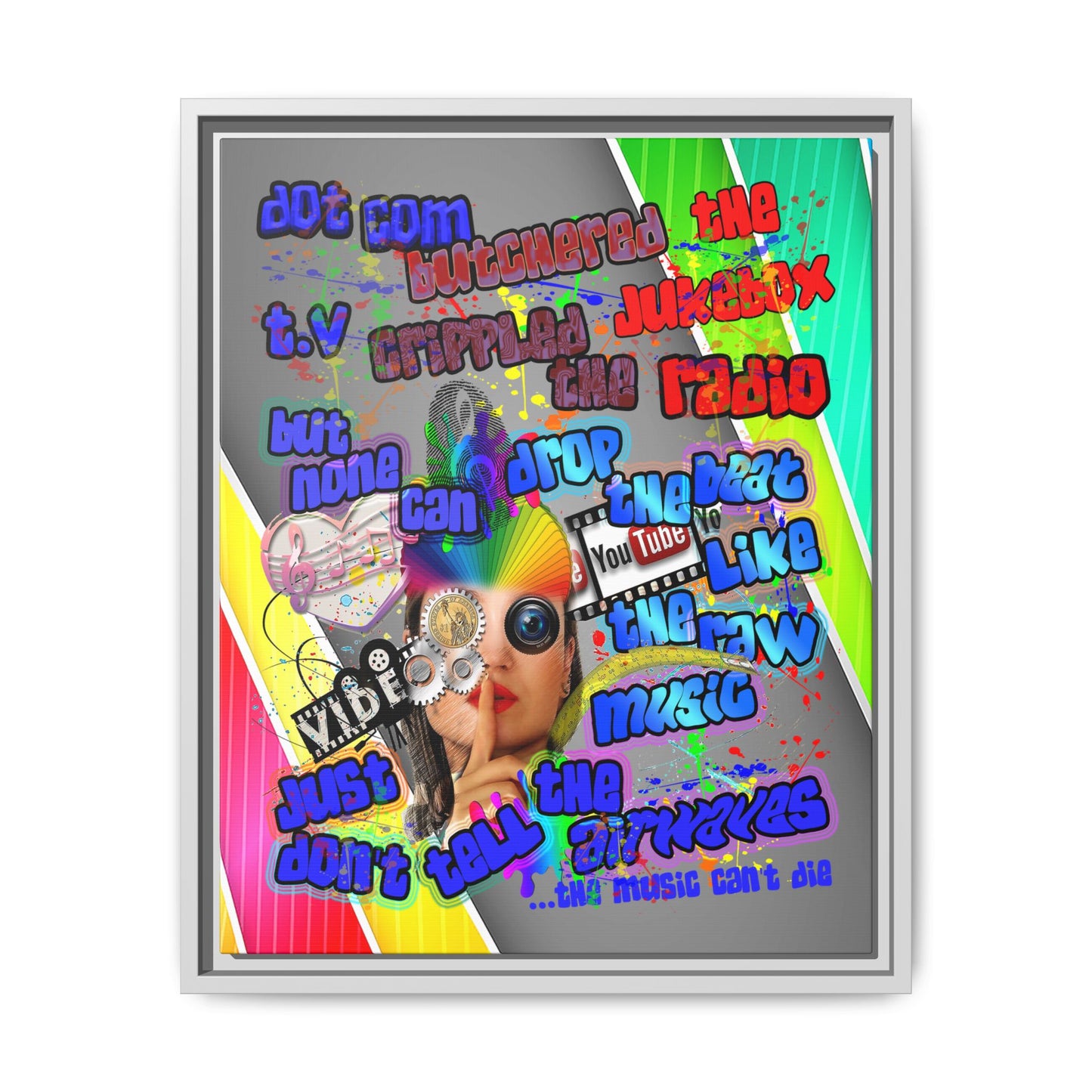 drop the beat - framed canvas art (rainbow split)
