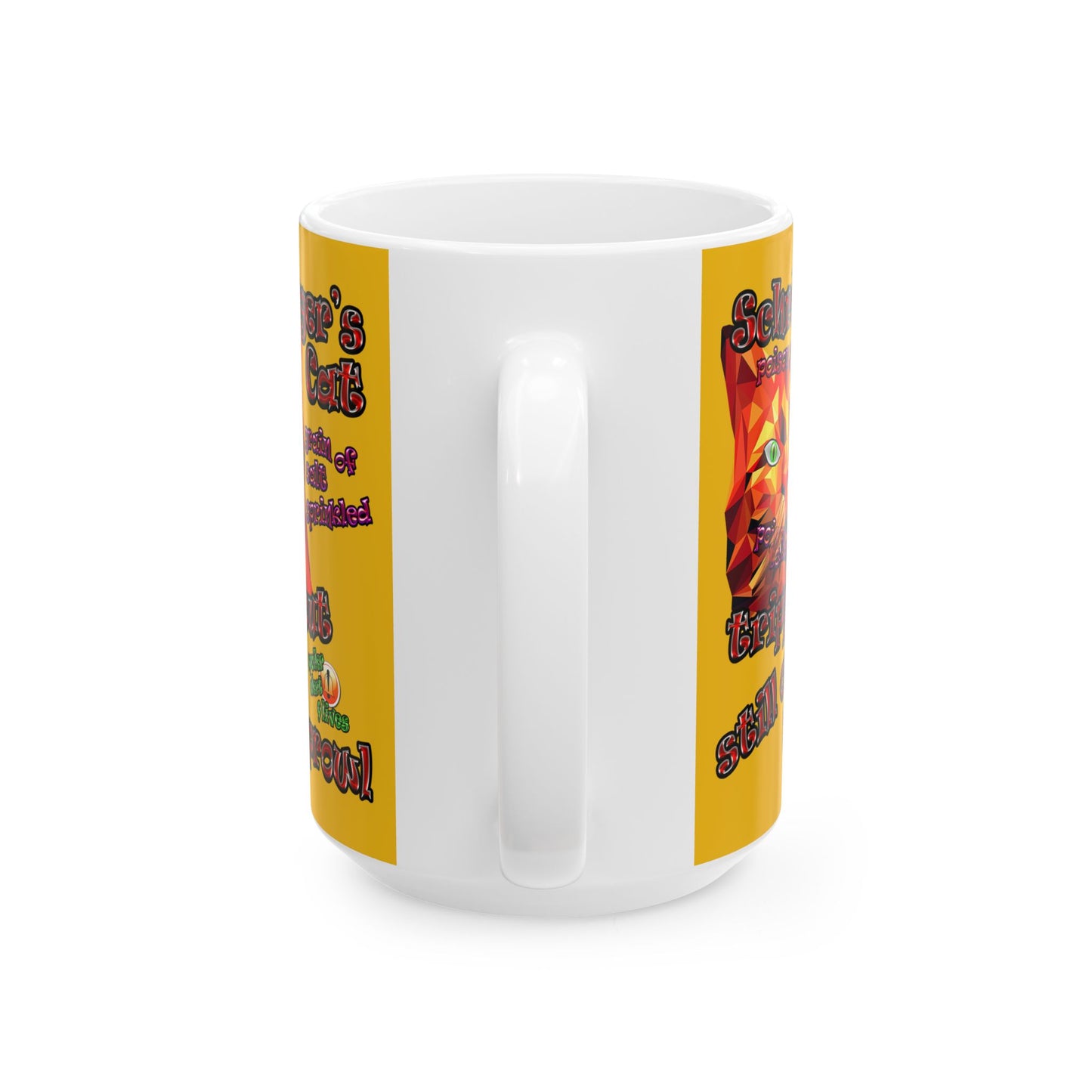 schrodinger's cat - White Mug (yellow)
