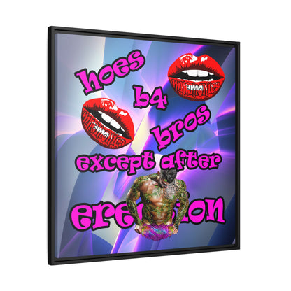 hoes b4 bros - framed canvas art (grey-pink wave)