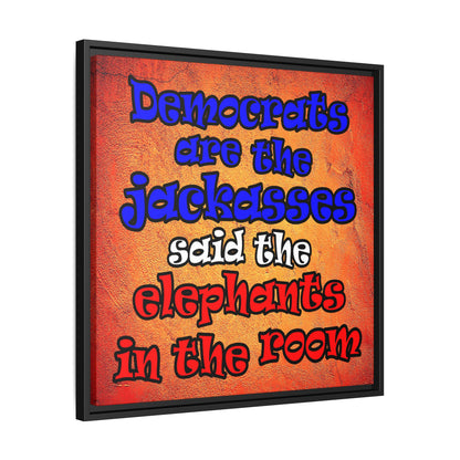 donkeys and elephants - framed canvas art (burnt orange)