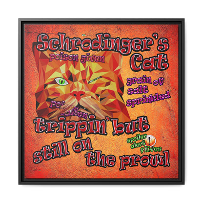 schrodinger's cat - framed canvas art (burnt orange)