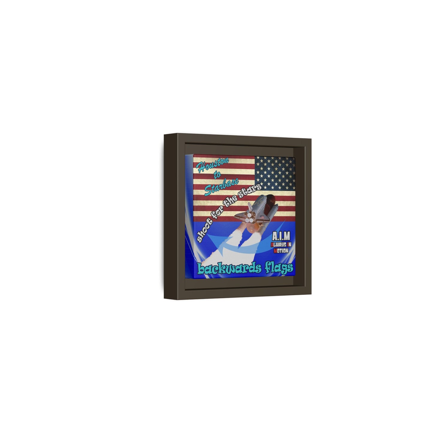 shoot for the stars - framed canvas art (blue-white wave)
