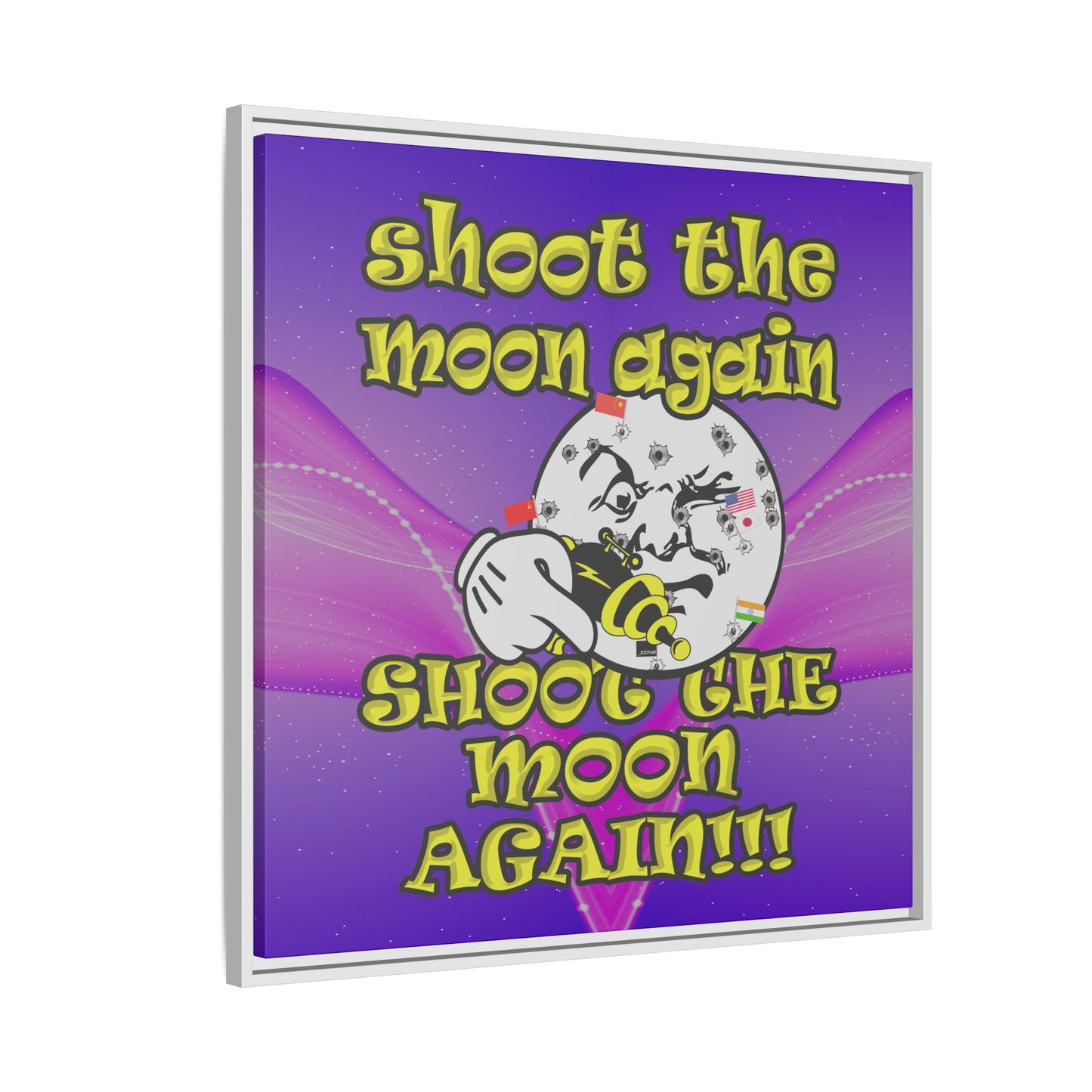 shoot the moon again - framed canvas art (purple-pink wave)
