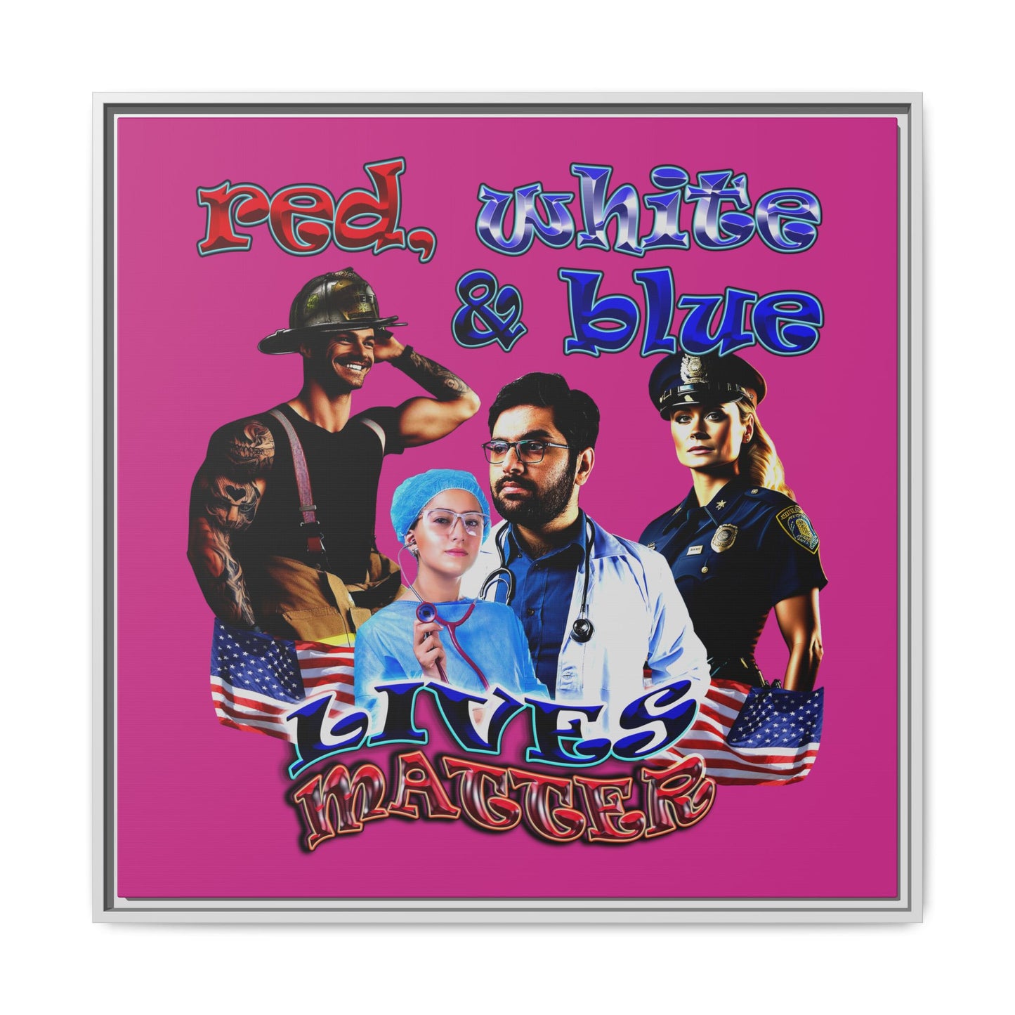rw&b lives matter - framed canvas art (pink)