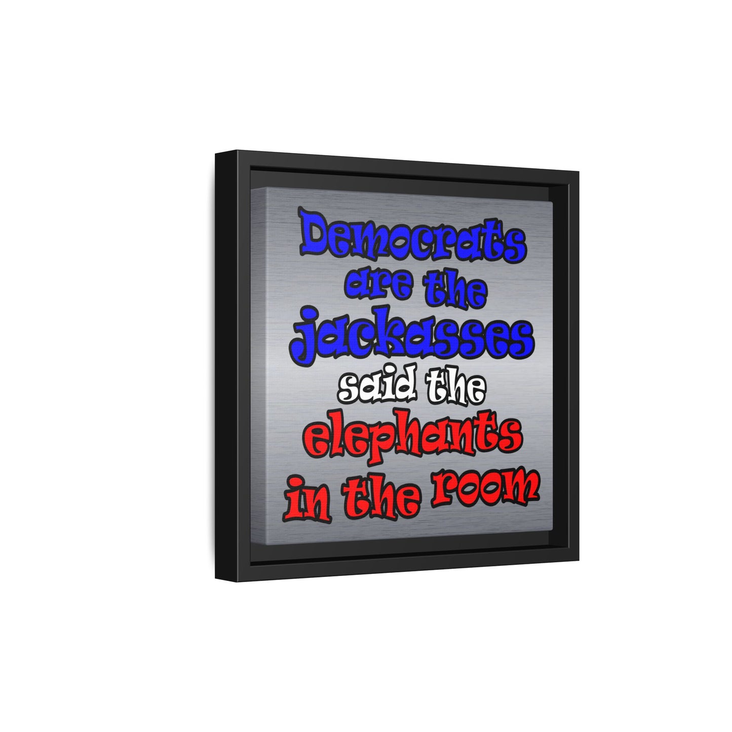 donkeys and elephants - framed canvas art (brushed nickel)