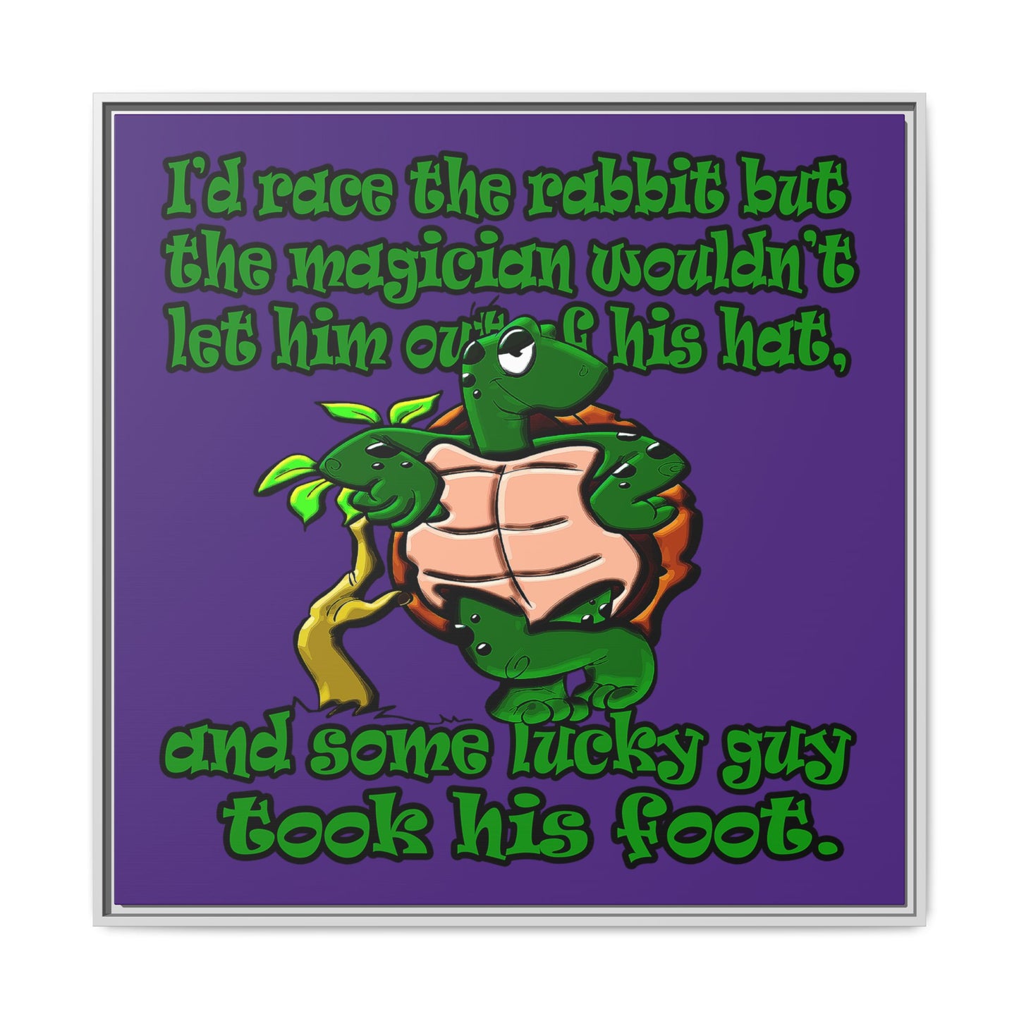 turtle race - framed canvas art (purple)
