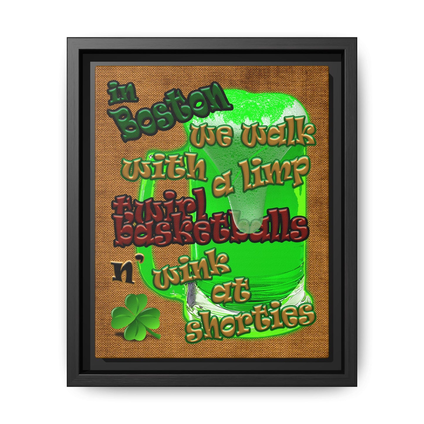 celtics logo - framed canvas art (brown papyrus)