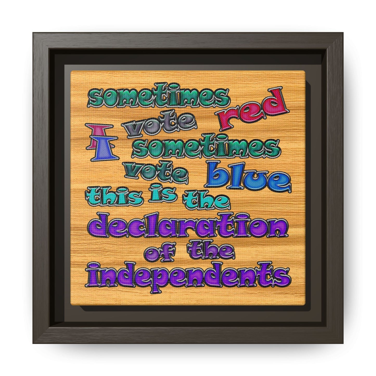 declaration of the independents - framed canvas art (butterscotch wood finish)